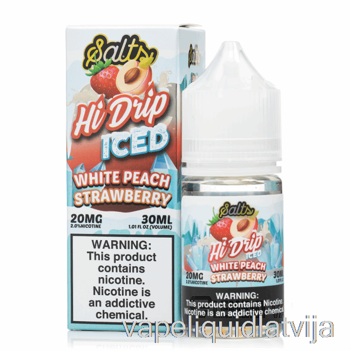 Ledus Balto Persiku Zemeņu - Augsti Pilināmie Sāļi - 30ml 20mg Vape šķidrums